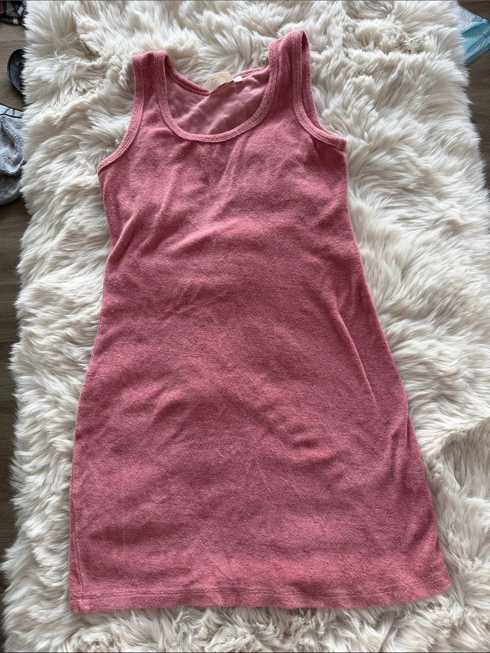 Sleeveless Pink Terry Cloth Tank Dress